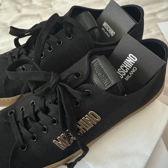 NWT - Moschino - Black Logo Plaque Sneakers - Size 44IT / 11US - Picture 7 of 14